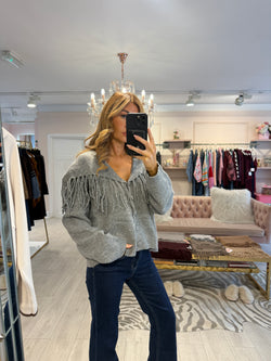 BODI FRINGE CARDIGAN GREY