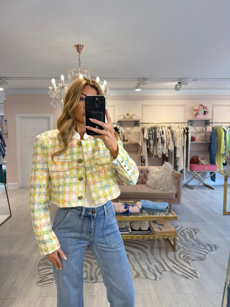 CHLOE BRIGHTS TWEED BOX BLAZER