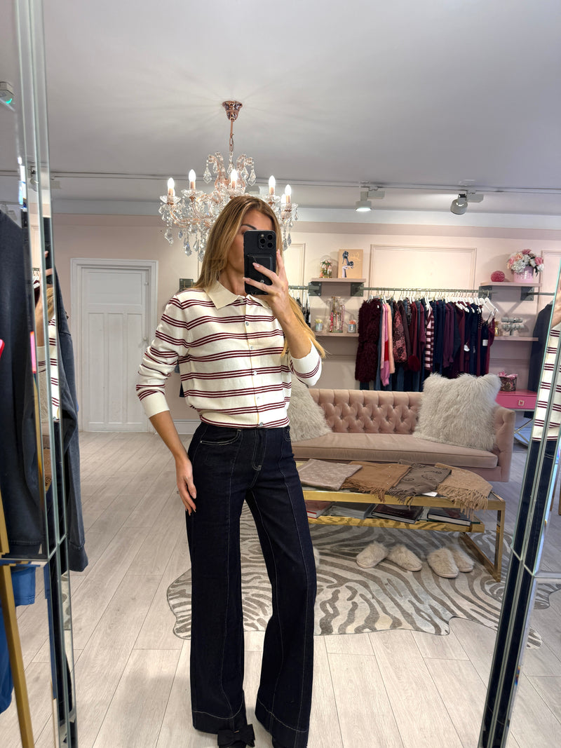 GISELLE STRIPE CARDIGAN CREAM