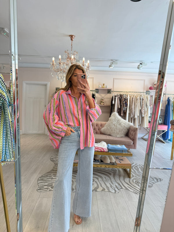 MADDIE CHEESECLOTH STRIPE SHIRT MULTI