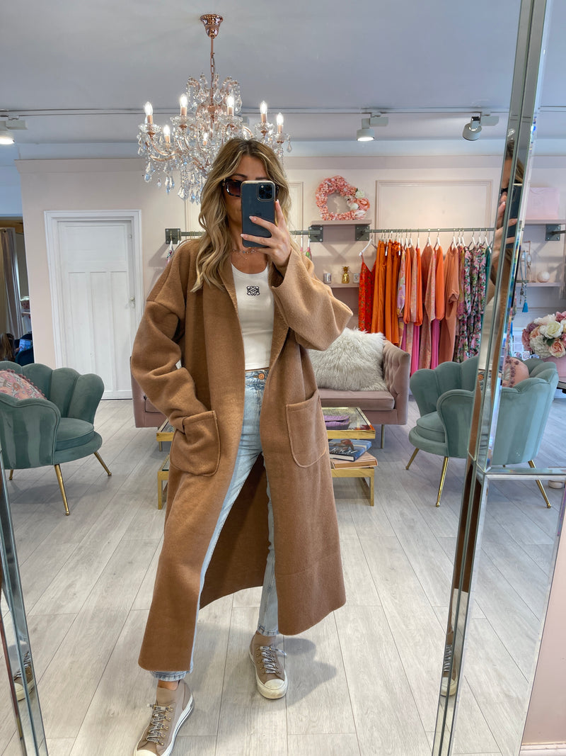 ELLA TAUPE OVERSIZED POCKET COAT 2.0