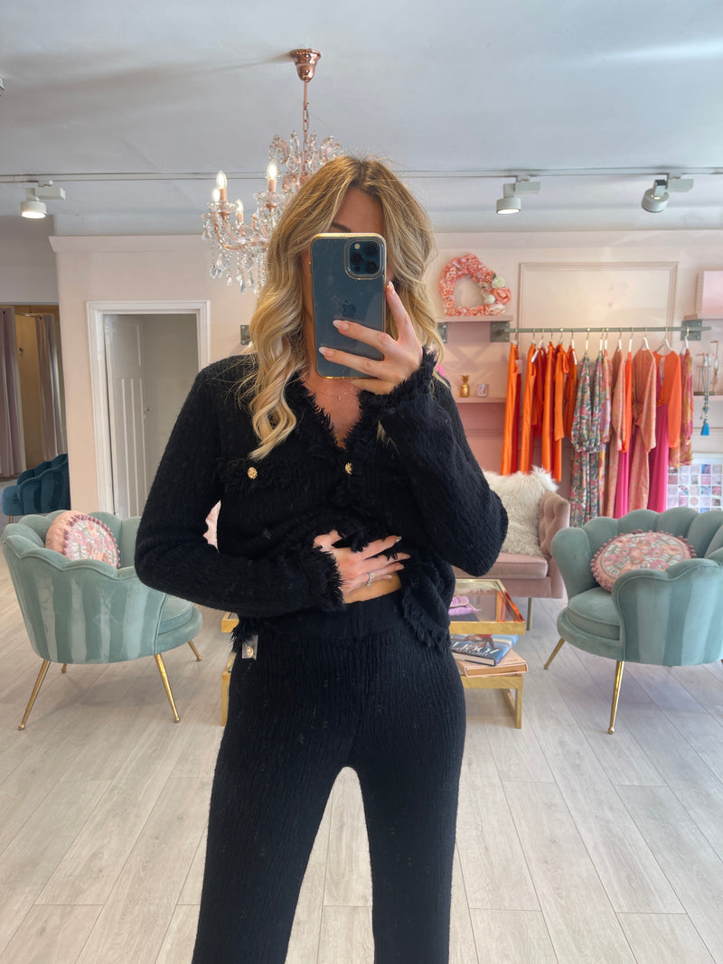 KOKO BLACK KNIT TROUSER & CARDIGAN SET