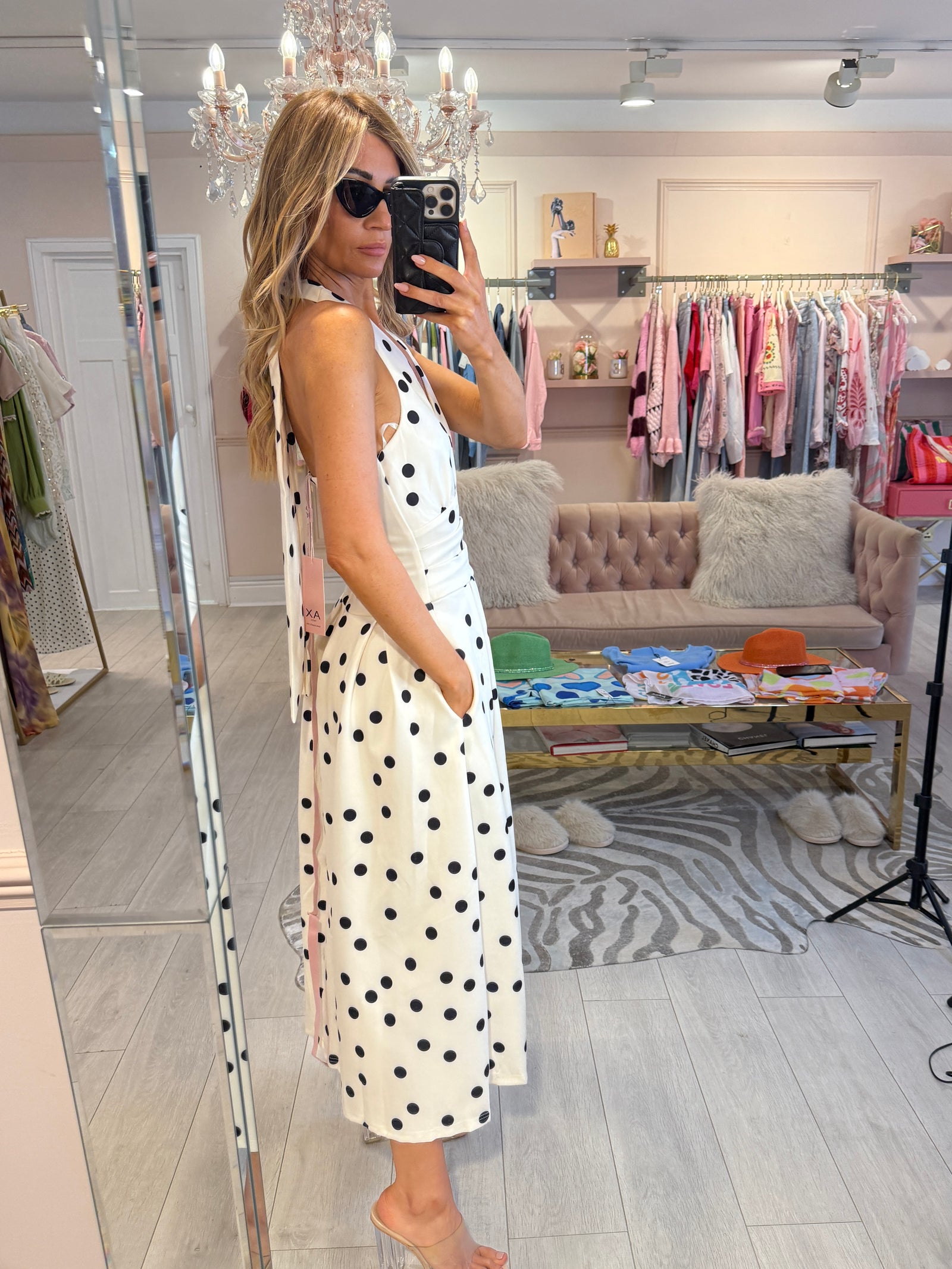 ORLA POLKA DOT MIDI DRESS CREAM EBA. ORLA POLKA DOT MIDI DRESS CREAM EBA.