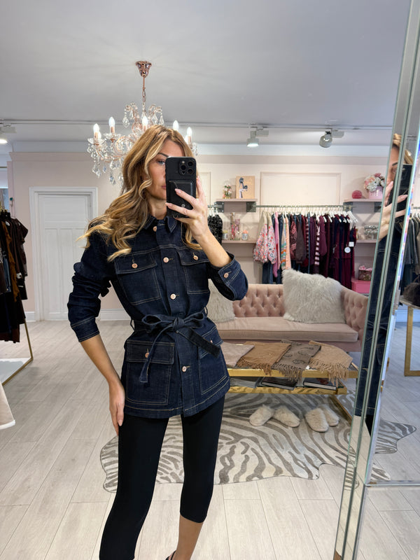 ELARA DENIM SHACKET DARK WASH