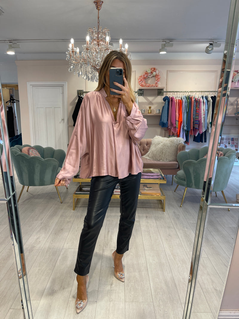 ZOEY SATIN BLOUSE PINK