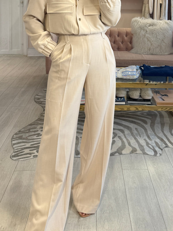 ADA TAILORED WIDE LEG TROUSER IN BEIGE