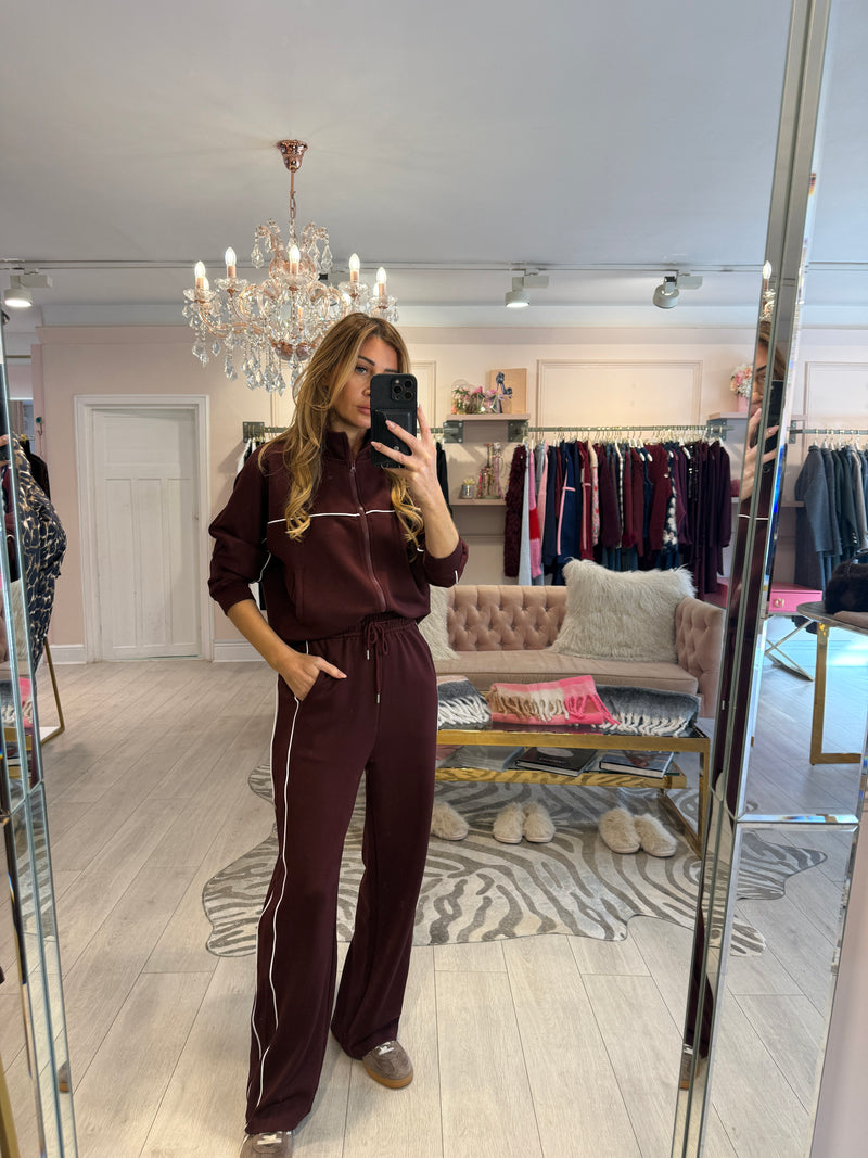 JAMIE CONTRAST STRIPE TRACKSUIT BURGUNDY