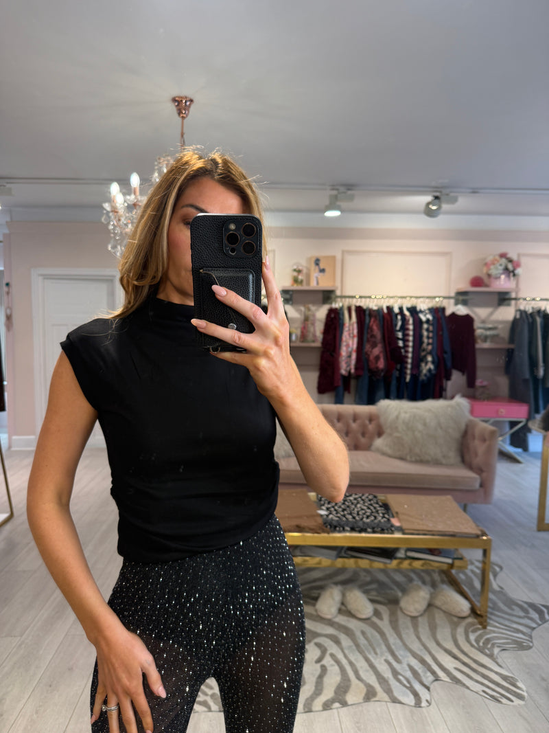 EBA BASIC CAP SLEEVE TOP BLACK