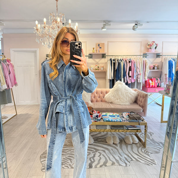 JAMIE BELTED DENIM JACKET – EBA.