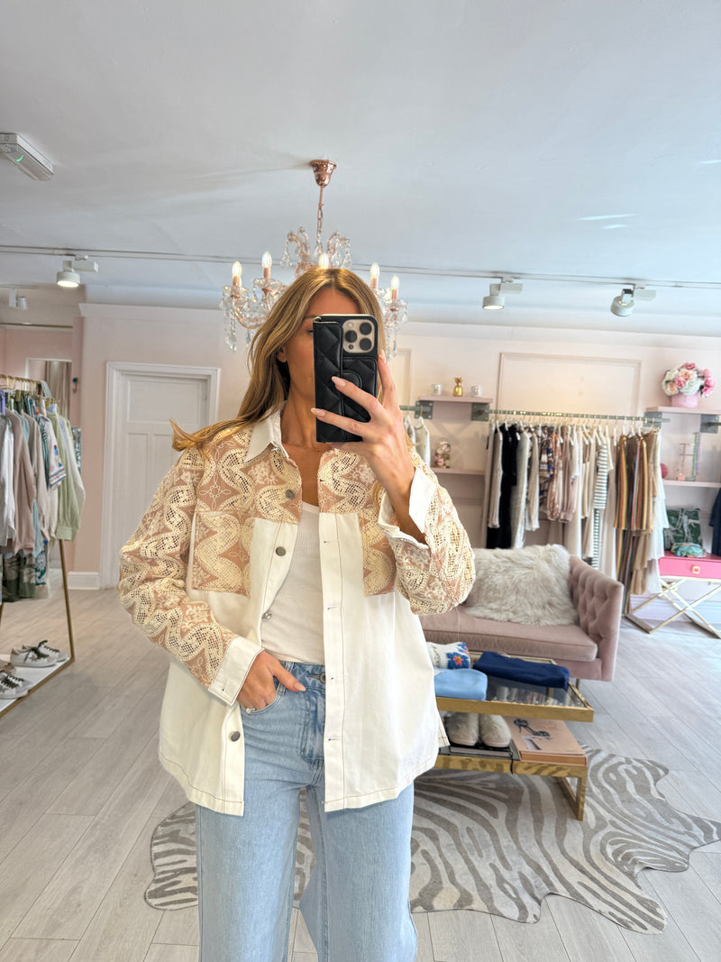 CYRUS DENIM OVERSHIRT WHITE/NUDE