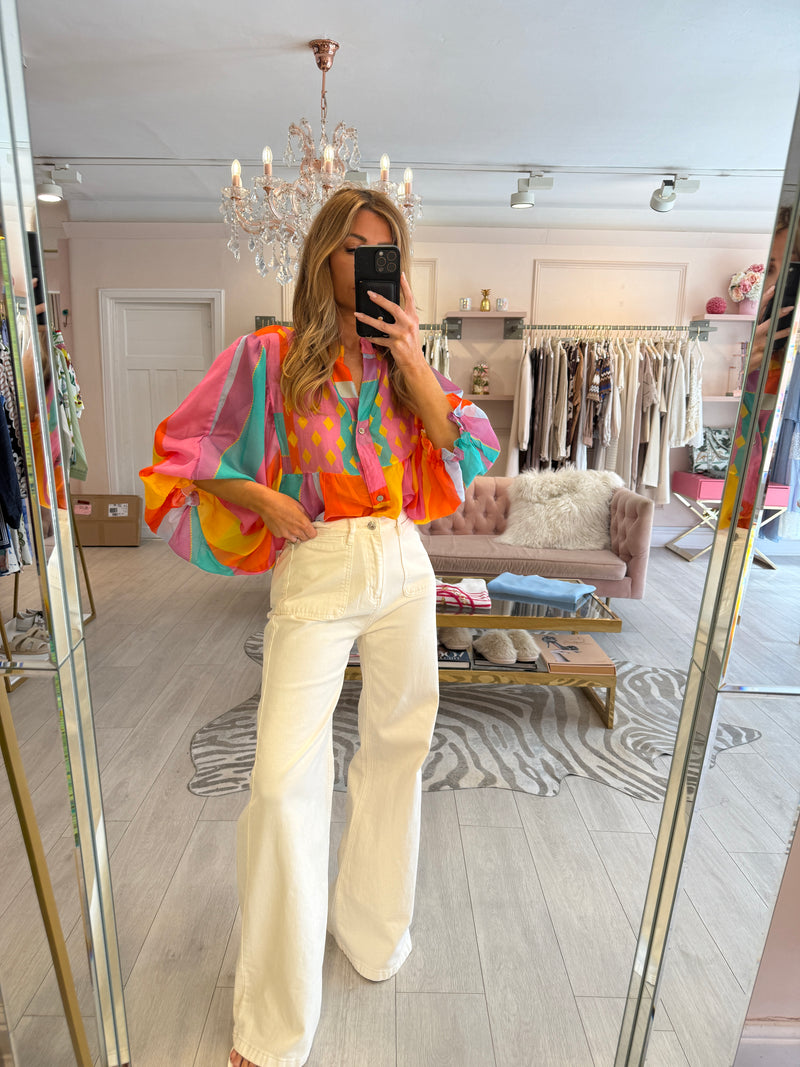 CANDI PRINTED BLOUSE PINK