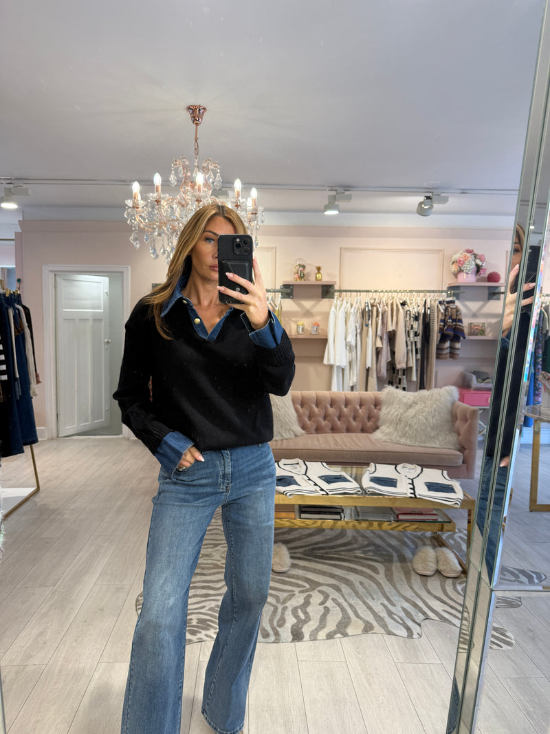 RIRI DENIM TRIM JUMPER CREAM