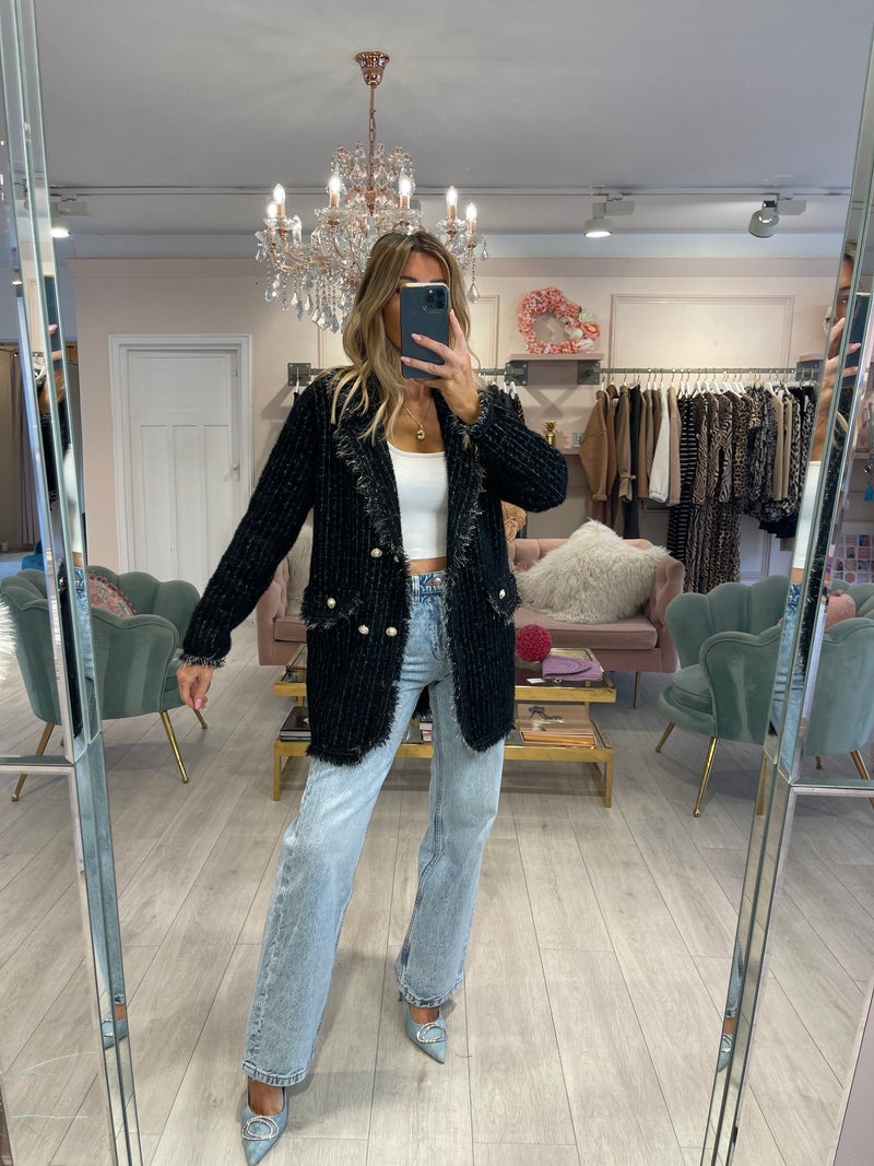 PARIS KNITTED BLAZER CARDIGAN BLACK