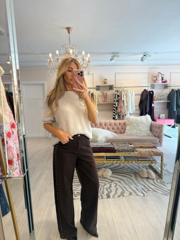 MARTIA SHORT SLEEVE JUMPER STONE