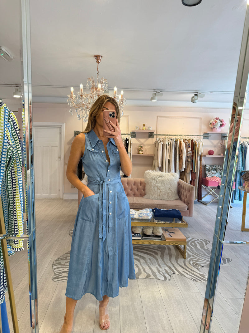 ADRIANNA DENIM LOOK COLLARED DRESS