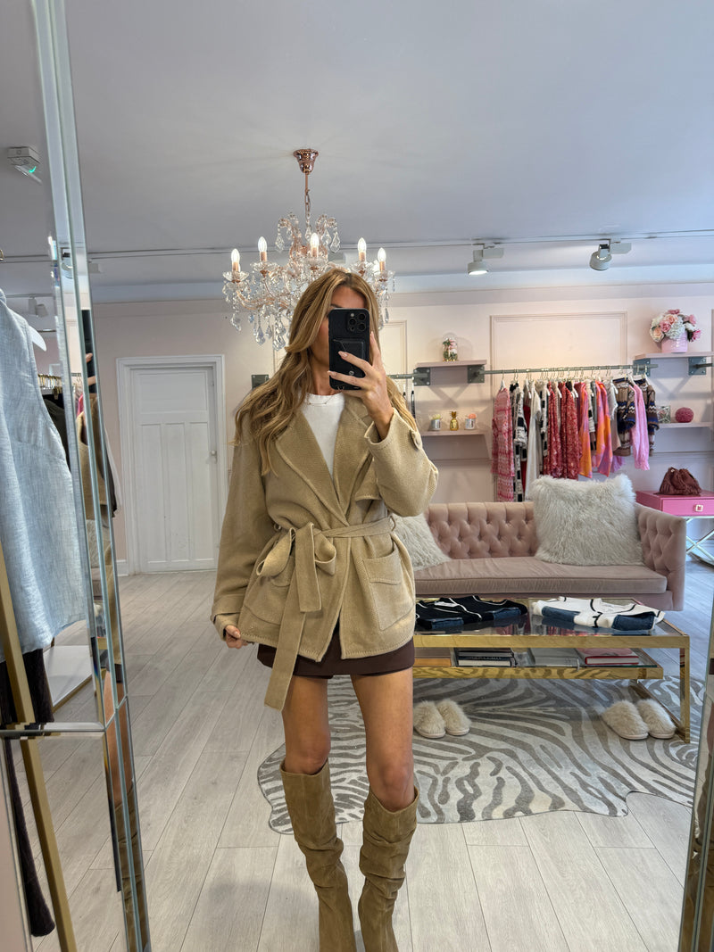 RILEY BELTED COATIGAN BEIGE