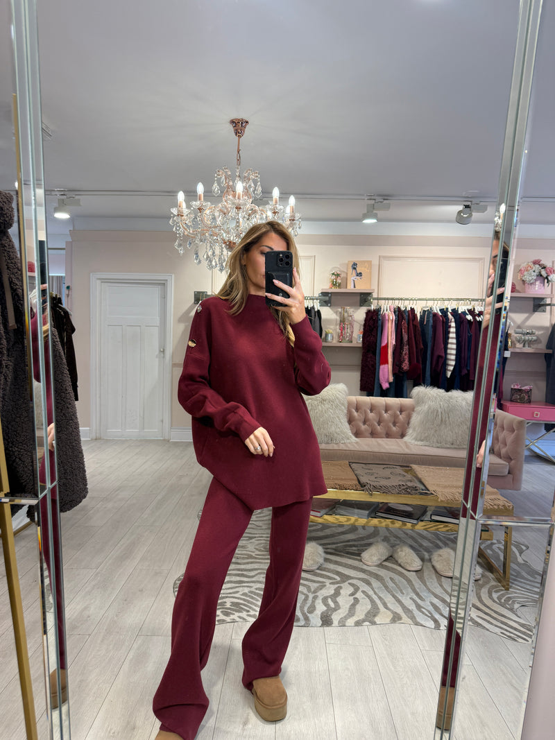 SOPHIA KNIT LOUNGE SET BURGUNDY