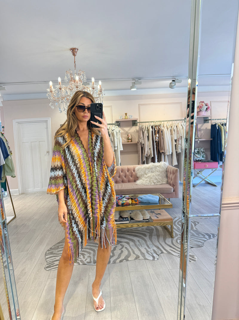 SAHARA LUREX THREAD FRINGE KAFTAN