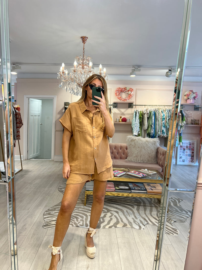 LOIS SOFT COTTON SHORT SET CAMEL