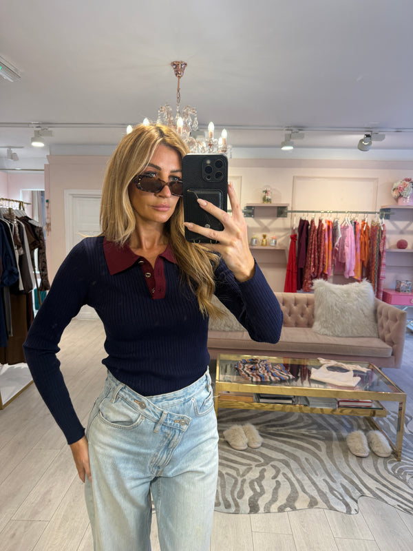 BELLA FINE KNIT TOP NAVY