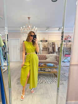 SLOANE CUT OUT BUCKLE MIDI DRESS GREEN