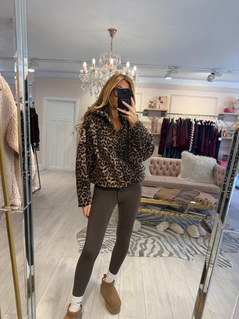 CANDACE BORG FLEECE FULL ZIP JACKET LEOPARD