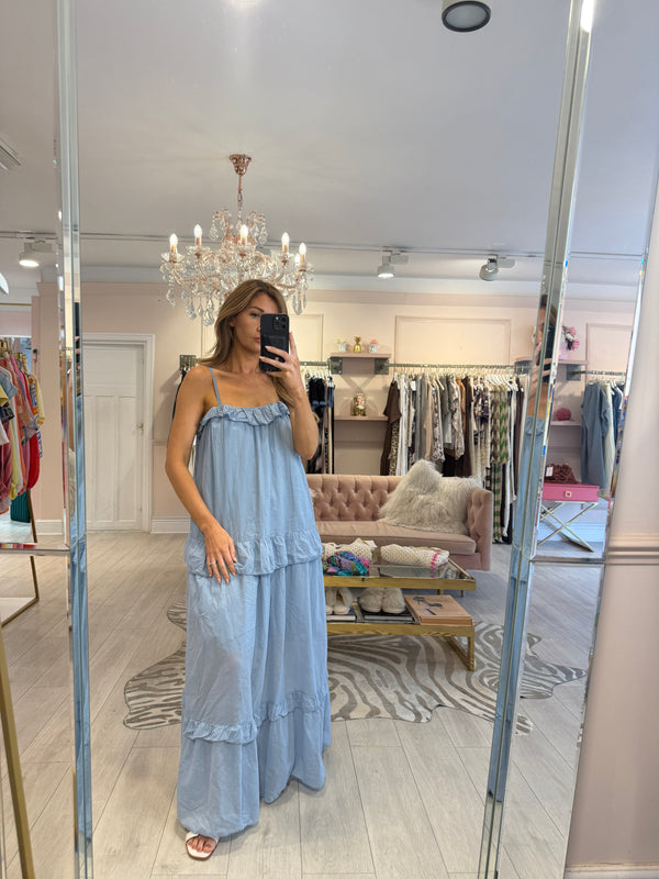 ADELINA TIERED CAMI MAXI DRESS POWDER BLUE