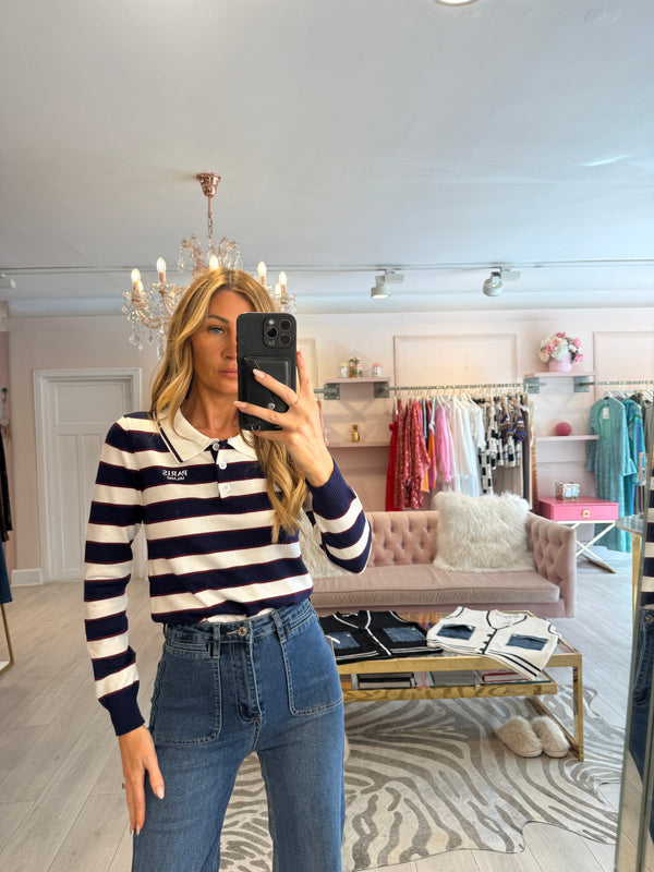PARIS MILANO FINE KNIT TOP NAVY