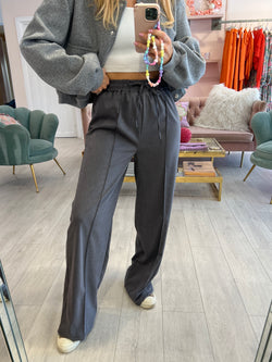 FRONT PLEAT LIGHT GREY EASTICATED TROUSER