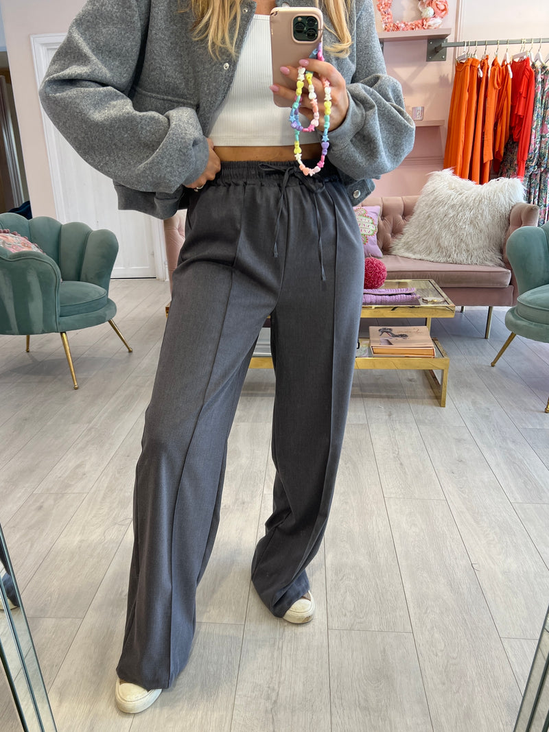 FRONT PLEAT LIGHT GREY EASTICATED TROUSER