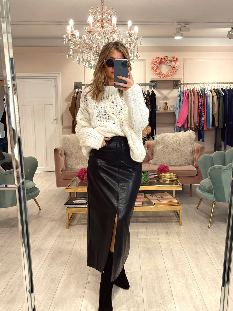 TRINITY LUXE FAUX LEATHER MAXI SKIRT