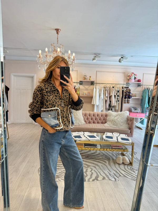 KIMMY LEOPARD ZIP KNIT JACKET