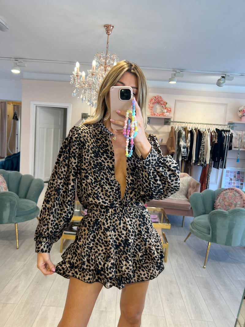 MIMI LEOPARD PRINT SHIRT AND SHORT SET
