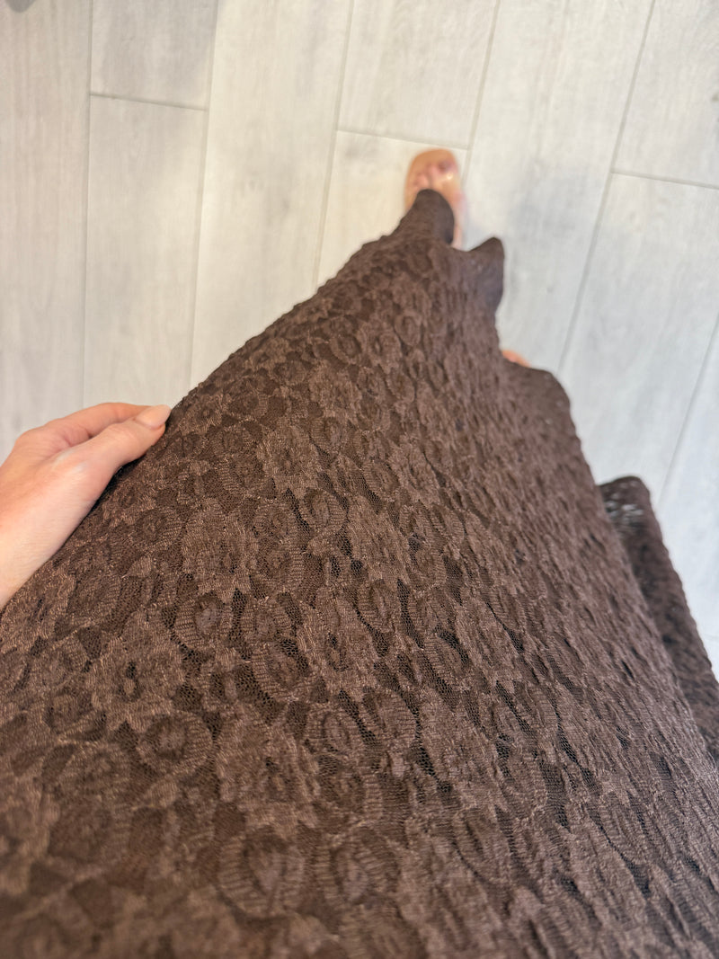 HAZEL LINED LACE MAXI DRESS BROWN