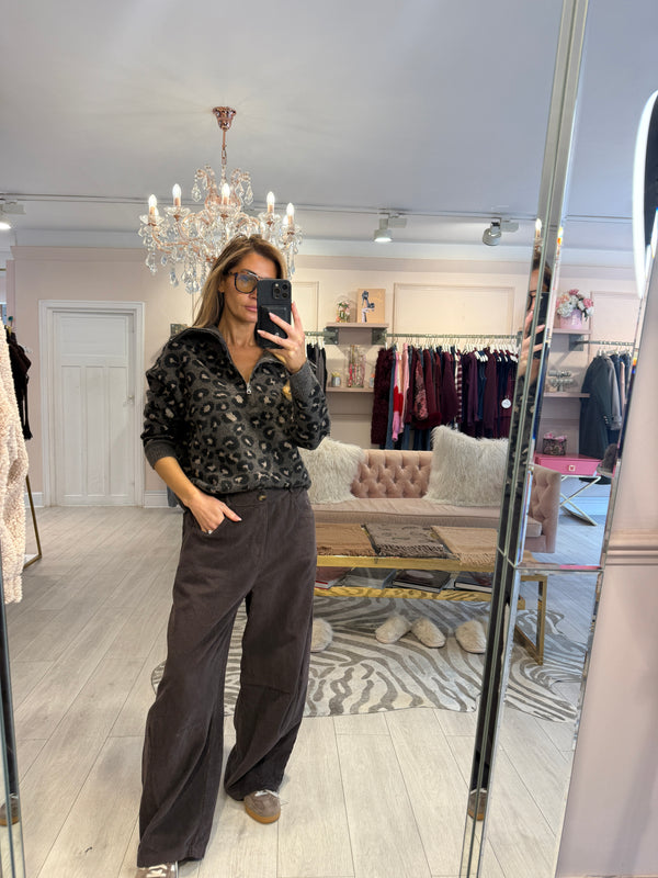 UNA CORDUROY BARREL TROUSER BROWN