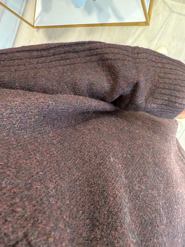 PERRI KNIT GOLD BUTTON SET BROWN