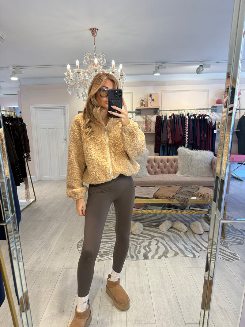 LANA BORG ZIP TROUGH FLEECE BEIGE