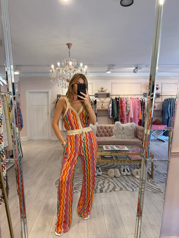 NIXIE LUREX TROUSER SET ORANGE