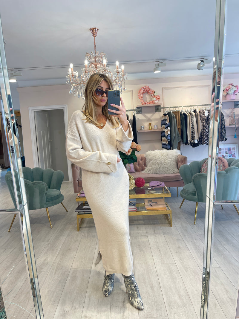ANGEL CREAM KNIT JUMPER DRESS CREAM