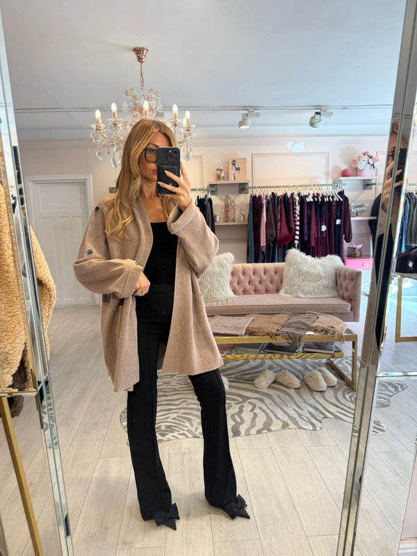 TREY OPEN FRONT LONGLINE CARDIGAN MOCHA