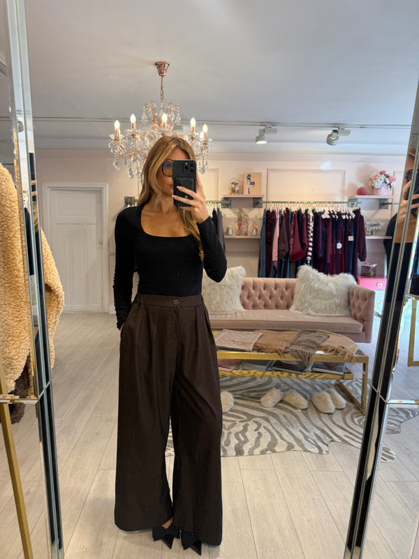 DARCY WIDE LEG TROUSERS BROWN