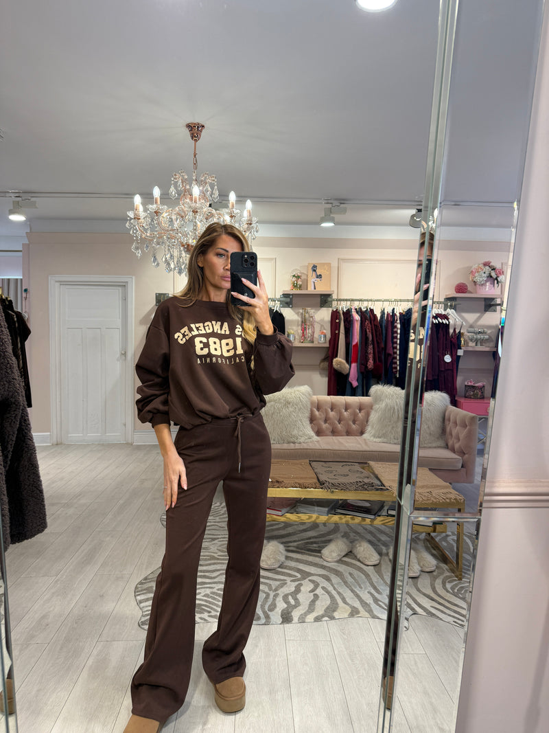 LOS ANGELES STRAIGHT LEG TRACKSUIT BROWN