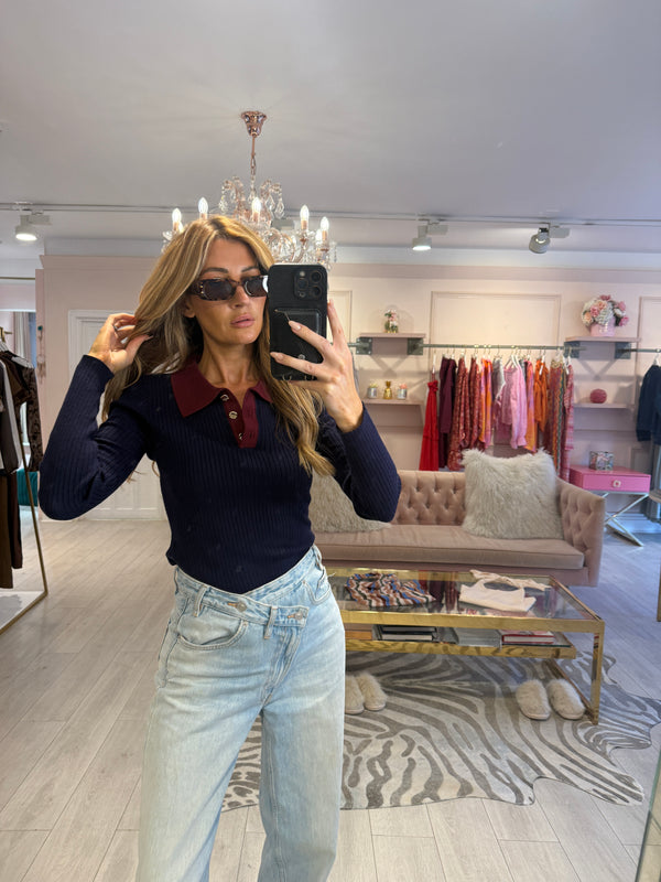 BELLA FINE KNIT TOP NAVY