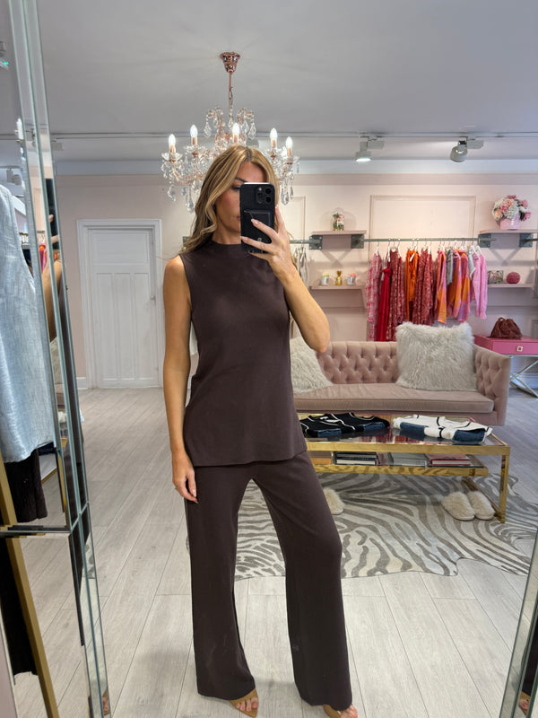 ALBA KNIT SLEEVELESS TROUSER SET COCOA