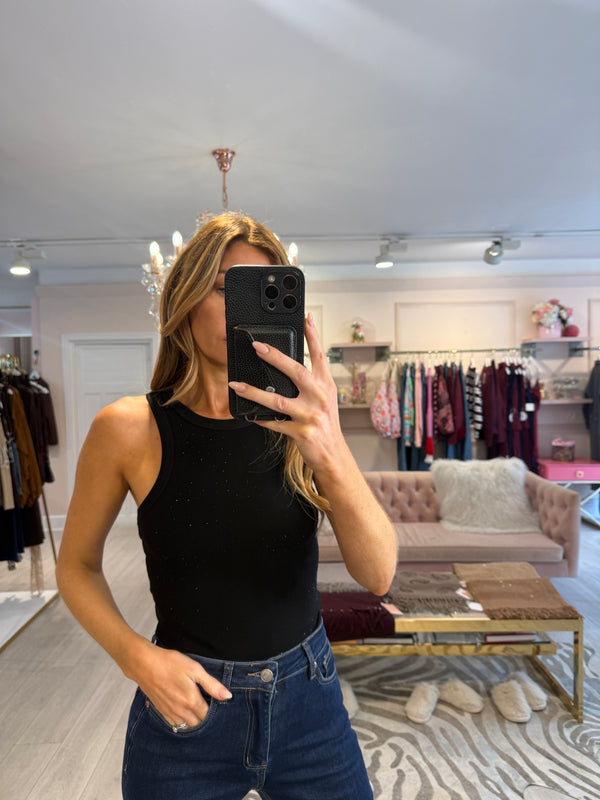 EMMY DIAMANTE RACER BACK VEST BLACK