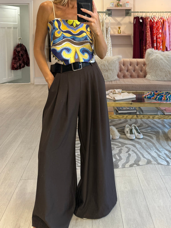 MIA TAILORED BELTED WIDE LEG TRS BROWN