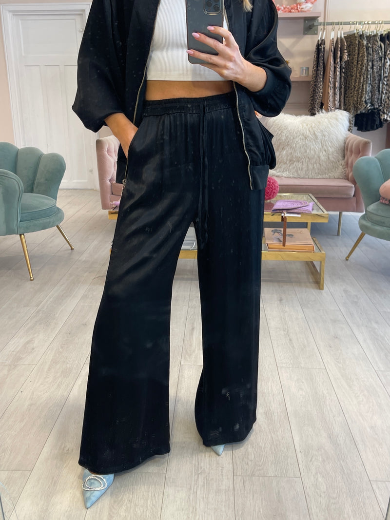 BLACK SATIN TROUSER