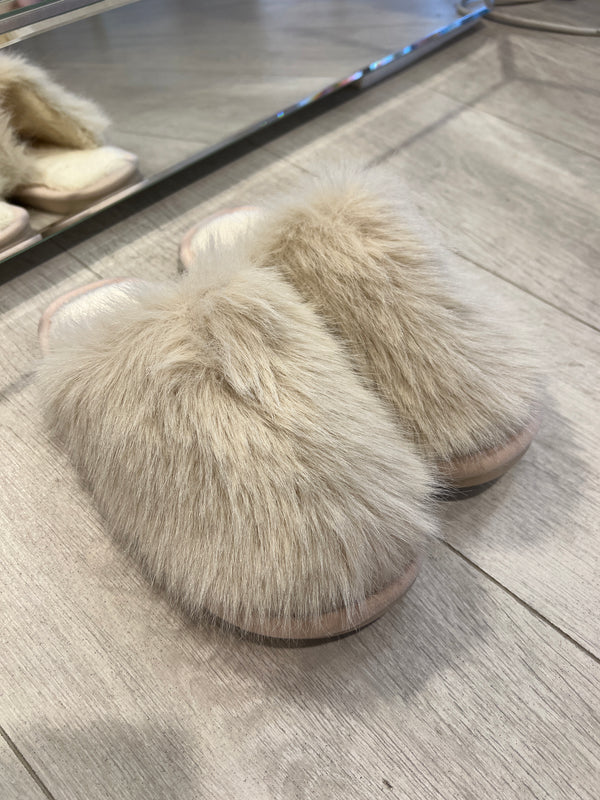 FAUX FUR SLIPPERS IVORY