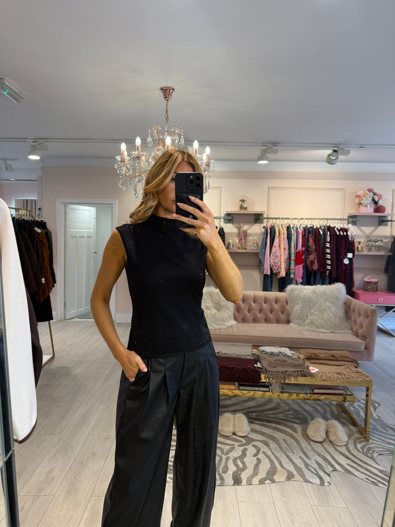 BEATRICE KNIT RHINESTONE TANK BLACK