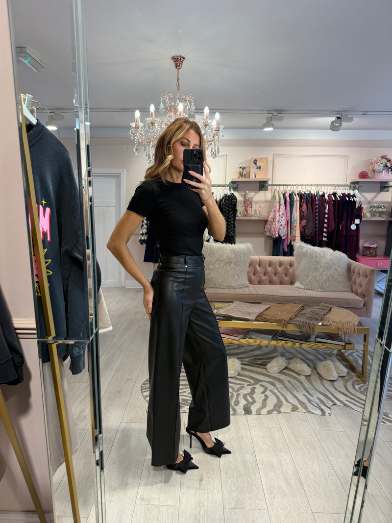 FRANCES FAUX LEATHER TROUSERS BLACK